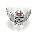 skull with airborne wings tattoo design idea