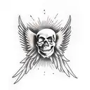 skull with airborne wings tattoo design idea