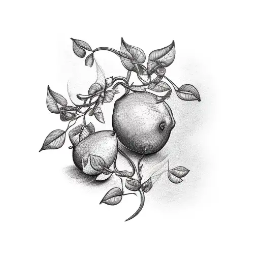 lemon with vines tattoo design idea