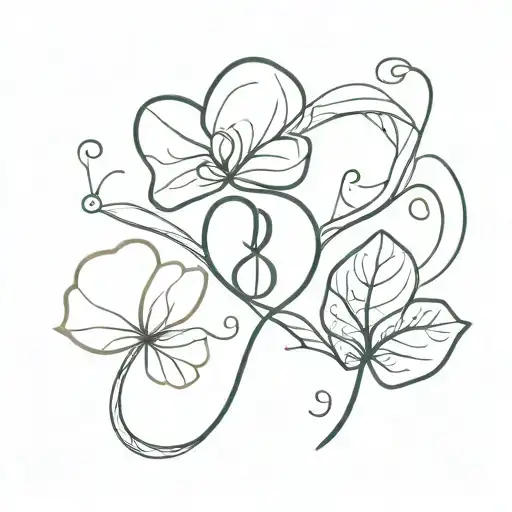 number 8 with leafs clover tattoo design idea