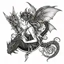 fairy with dragons tattoo design idea