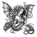 fairy with dragons tattoo design idea