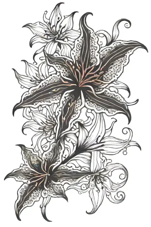 dragon lily,, red spider,, and semicolon tattoo design idea