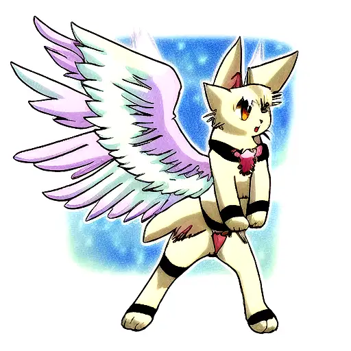 Warrior cat with angel wings tattoo design idea