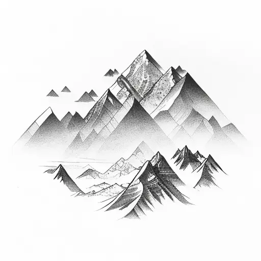 Mountain range made of DIY tools tattoo design idea