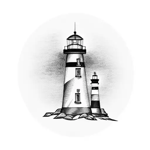 lighthouse simple shading tattoo design idea