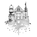 gothic lighthouse tattoo design idea