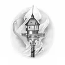gothic lighthouse tattoo design idea