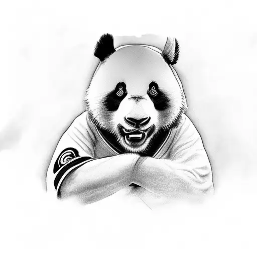 Panda in a bjj gi wearing mma gloves tattoo design idea