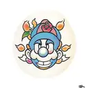 mario bomb with roses tattoo design idea