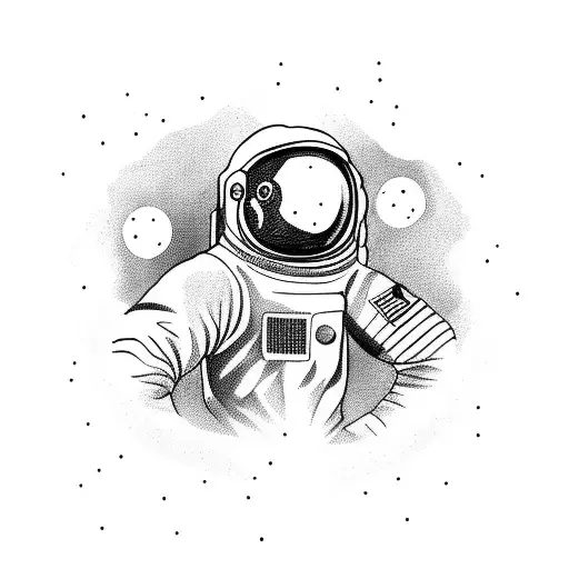 astronaut on the moon eating chicken wings tattoo design idea