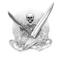 knife with a banner going around it that says death before dishonor  tattoo design idea