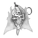 knife with a banner going around it that says death before dishonor  tattoo design idea
