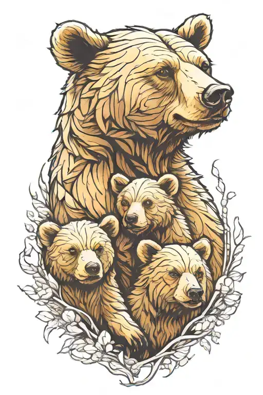 bear and cub tattoo design idea