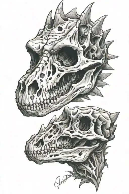 newborn dinosaur skull tattoo design idea