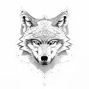wolf, rocks, evil, devil skulls, bones, mountains. tattoo design idea