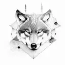 wolf, rocks, evil, devil skulls, bones, mountains. tattoo design idea