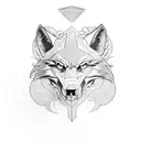 wolf, rocks, evil, devil skulls, bones, mountains. tattoo design idea