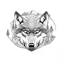 wolf, rocks, evil, devil skulls, bones, mountains. tattoo design idea