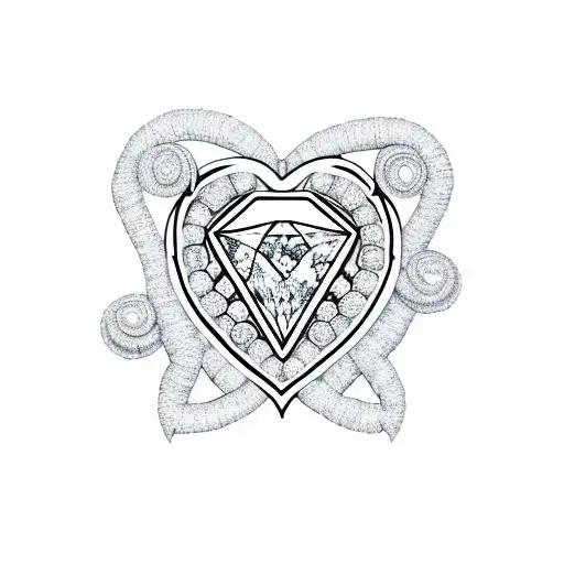 a heart shaped diamond made of jade tattoo design idea
