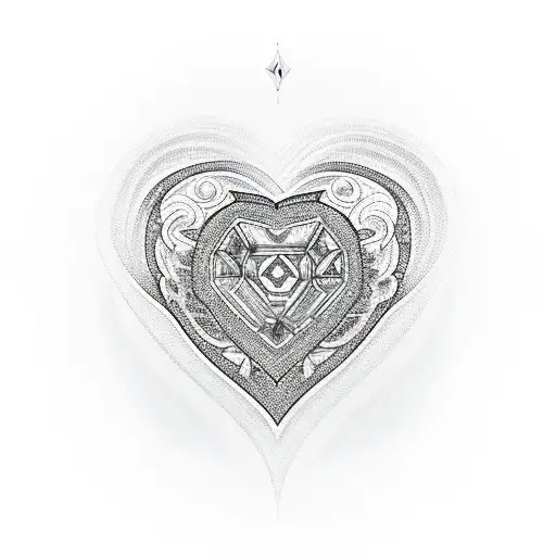 heart shaped diamond tattoo