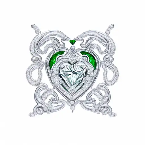 a heart shaped green diamond made of jade tattoo design idea