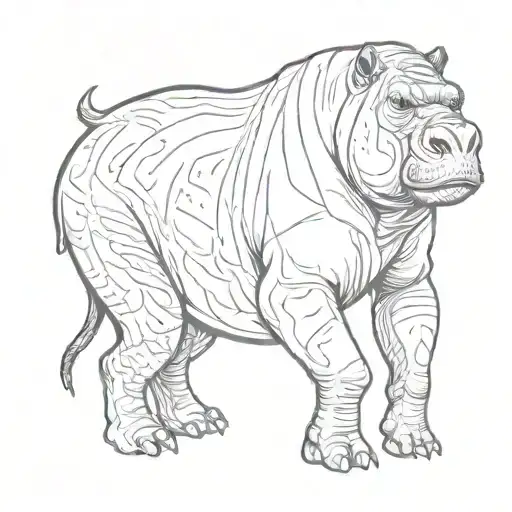 A tattoo design featuring a playful interaction between a hippo and a silverback gorilla tattoo design idea