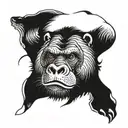 A unique blackwork tattoo design combining elements of hippos and silverback gorillas in a harmonious composition tattoo design idea