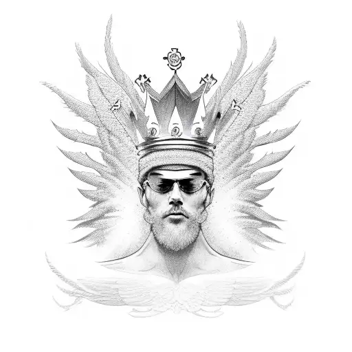 king crown with wings on side tattoo design idea
