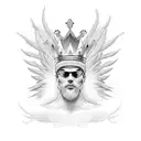 king crown with wings on side tattoo design idea