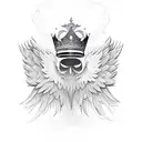 king crown with wings on side tattoo design idea