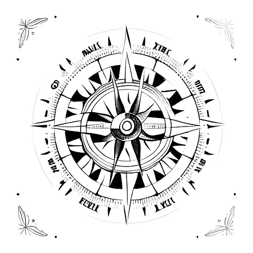 A minimalist tattoo of a compass with waves inside, symbolizing finding peace in the water tattoo design idea