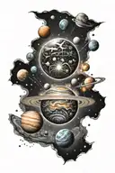 solar system exploding planet tattoo design idea