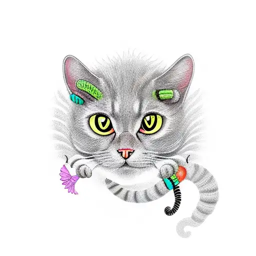 Black cat as a caterpillar tattoo design idea