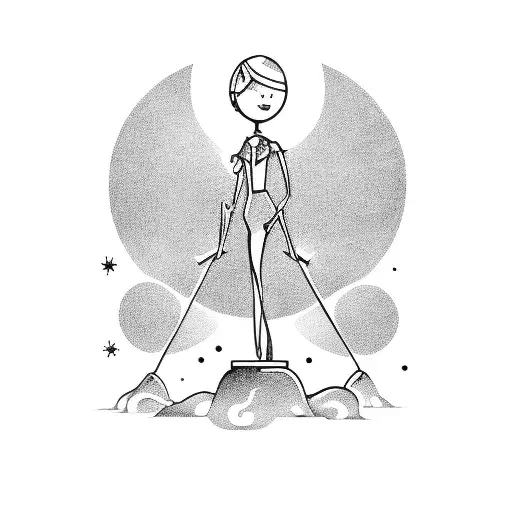 A silhouette of a teacher guiding a young child, with the Libra and Sagittarius symbols incorporated into the design tattoo design idea
