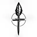 Christian Cross and feather  tattoo design idea
