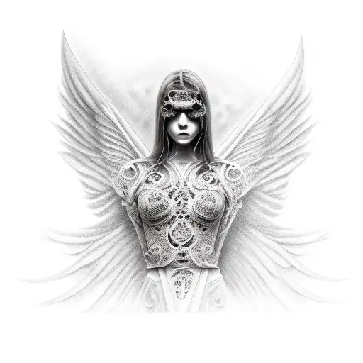Faceless dark angel tattoo design idea