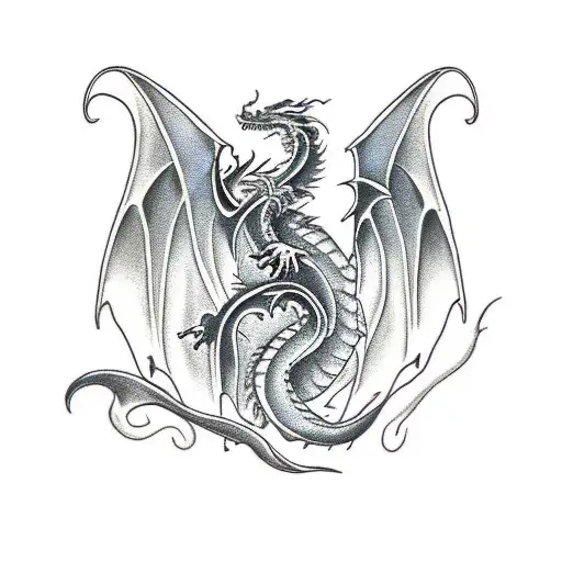 dragon, evil, wings  tattoo design idea