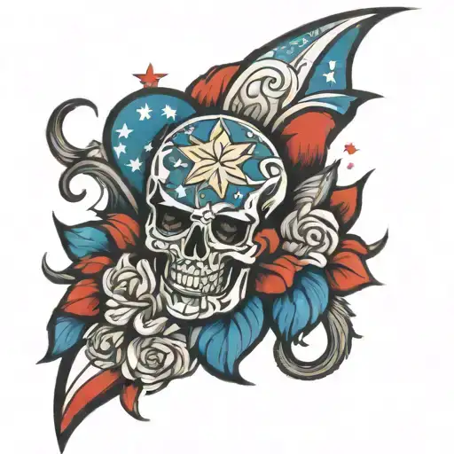 patriotic arm sleeve tattoo design idea