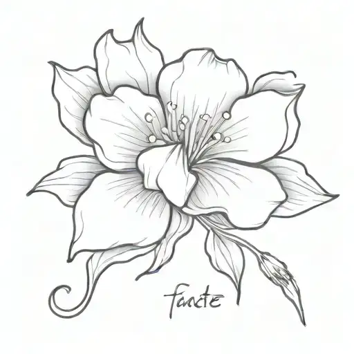 violet flower with the phrase "fate took care of painting me violetta" tattoo design idea