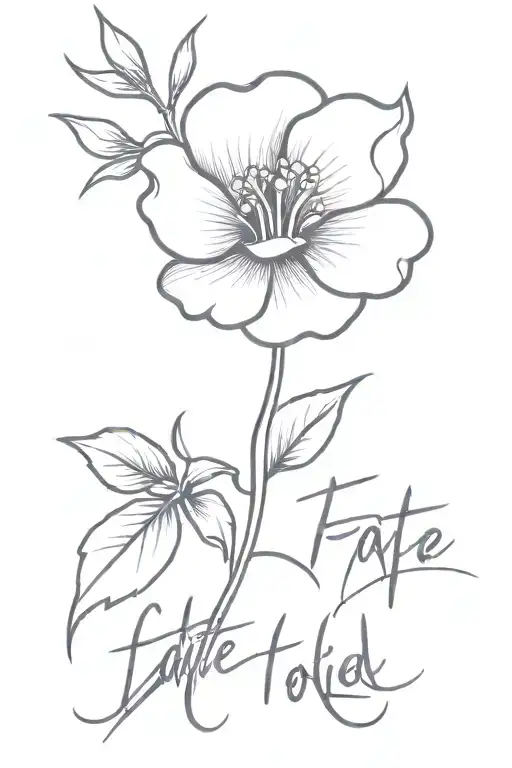 violet flower with the phrase "fate took care of painting me violetta" tattoo design idea