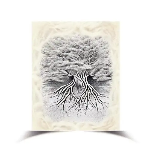 write proverbs 1 Hebrew with Tree roots underneath  tattoo design idea