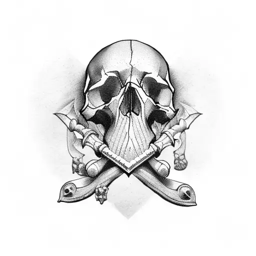 Dagger through skull tattoo design idea