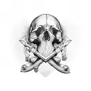 Dagger through skull tattoo design idea