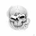 Dagger through skull tattoo design idea