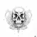 Dagger through skull tattoo design idea