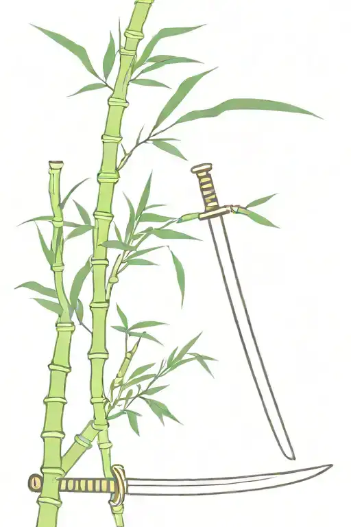 Japanese bamboo and katana tattoo design idea