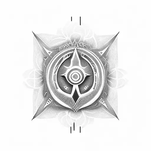 Protoss symbol made of dotwork flowers tattoo design idea