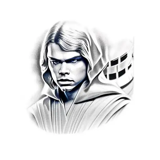 half anakin skywalker with sith eye and half darth vader face tattoo design idea