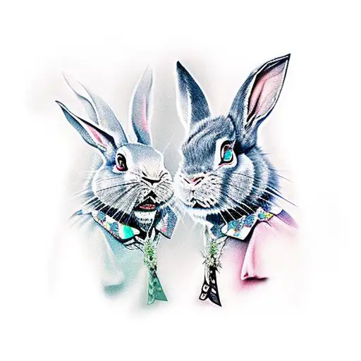 satanic magician alice in wonderland rabbit tattoo design idea